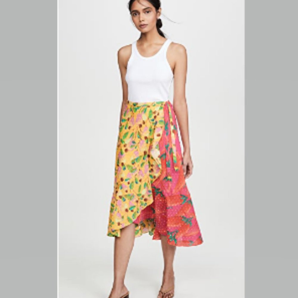 Farm Rio Garden Mix Wrap Skirt Floral Sizes L NWT - Picture 12 of 12